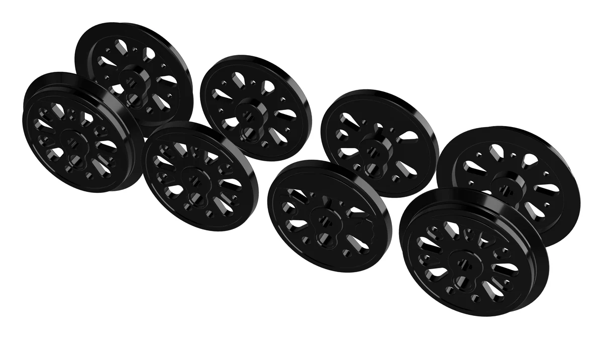Eight 844 boxpok drivers, printed in black resin