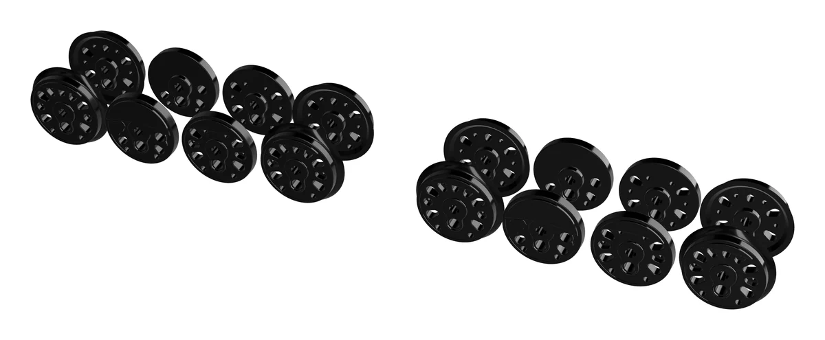 Sixteen Big Boy boxpok drivers, printed in black resin