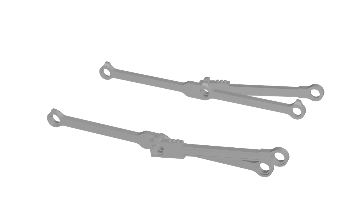 Main and connecting rods for the C&O F-11, both sides, printed in gray resin