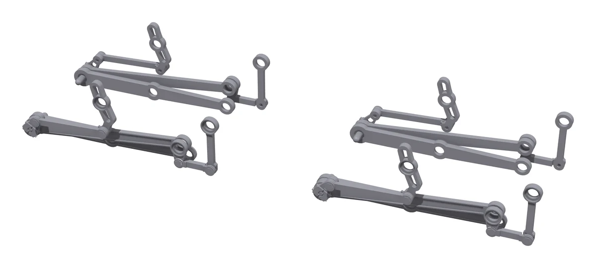 Two Challenger rod sets, printed in grey resin